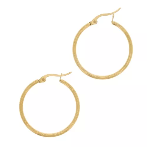 Aros pendientes de 30x2 mm - Acero inoxidable 304 Oro x2