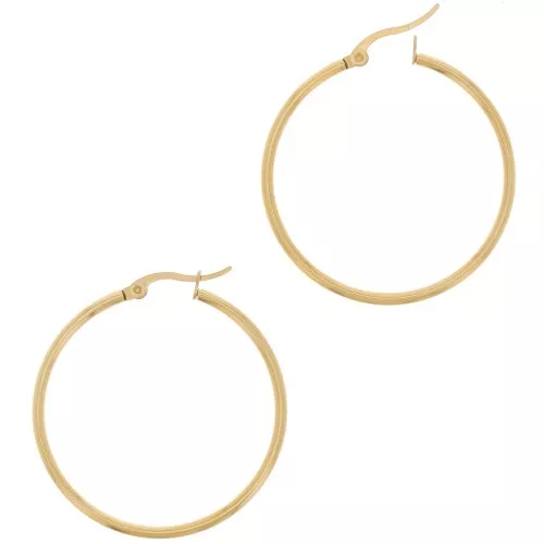Aros pendientes de 40x2 mm - Acero inoxidable 304 Oro x2