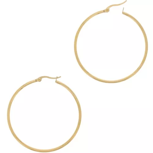 Aros pendientes de 50x2 mm - Acero inoxidable 304 Oro x2