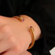 4.7x192mm Pulsera de collar trenzado para cabujón de 4mm - Acero inoxidable dorado 304