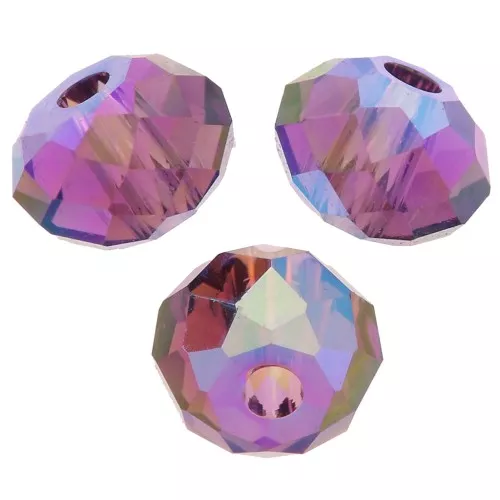 PureCrystal 5040 Cuentas redondas aplanadas de 4 mm - Amatista brillante 2X x20