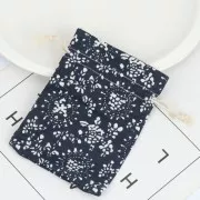 Bolsa de algodón con motivo abstracto para joyas - 95x135 mm - Azul noche - Blanco x1