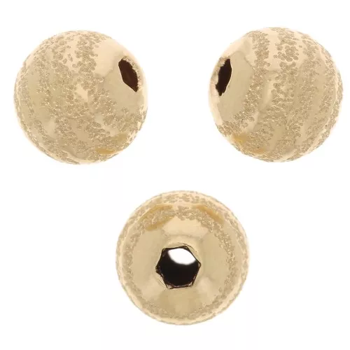 Cuenta redonda con grabado de efecto diamante estriado de 8 mm en Gold filled x1