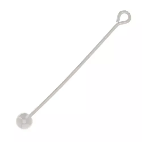 Clavo de cabeza redonda 28x0,6 mm con bola desenroscable - Plata 925 x1