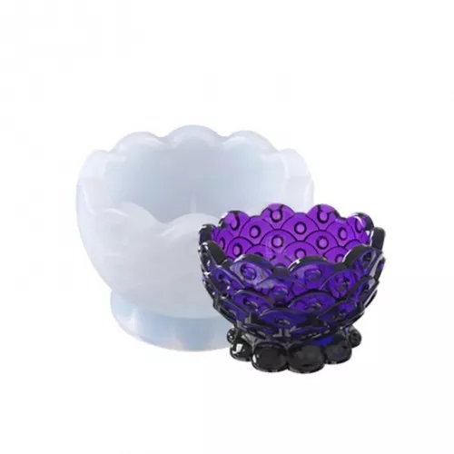Molde de silicona para hacer un cuenco con decoración de escamas en resina 6,3x9,3 cm