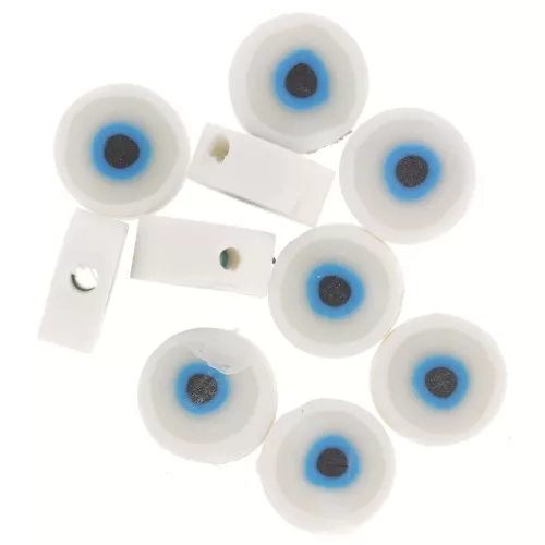 Surtido de cuentas redondas - ojo de la suerte - arcilla polimérica 10 mm - Blanco x10