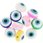 Surtido de cuentas redondas ojo de la suerte - arcilla polimérica 12mm Multicolor x10|raw }}
