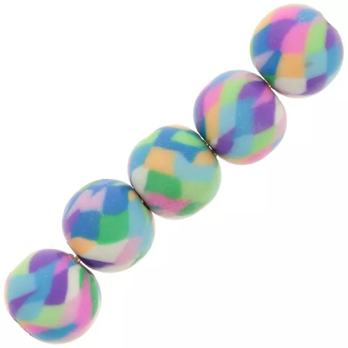 Surtido de cuentas redondas aplanadas de arcilla polimérica de 8 mm - Multicolor x10