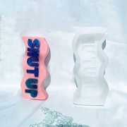 Molde de silicona para jabón - forma de onda con la palabra Shut Up 11,5x3,5cm Transparente