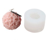Molde de silicona para velas - Bola de flores 3D - 4 cm - Transparente x1