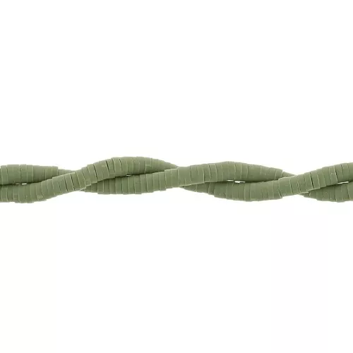 Cuentas arandalas Heishi de arcilla polimérica 3x1 mm - Oliva x45cm