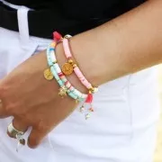 Cuentas de arcilla polimérica Heishi 3x1 mm - Oliva x45cm