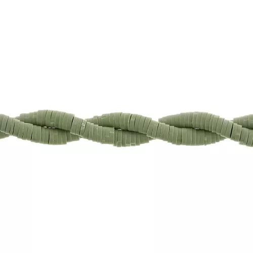 Cuentas arandalas Heishi de arcilla polimérica 4x1 mm - Oliva x45cm