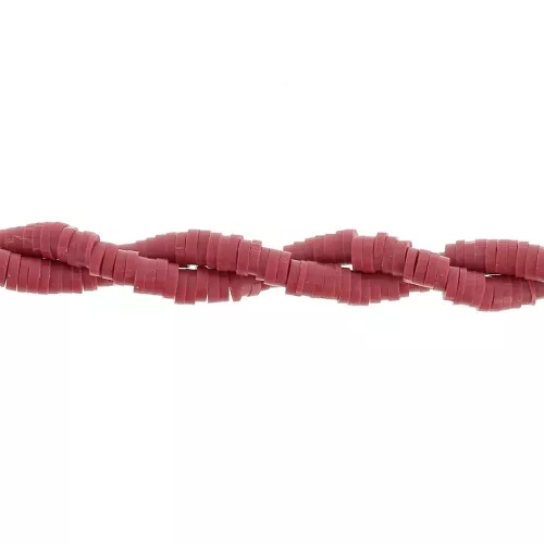 Cuentas arandalas Heishi de arcilla polimérica 4x1 mm - Burdeos x45cm