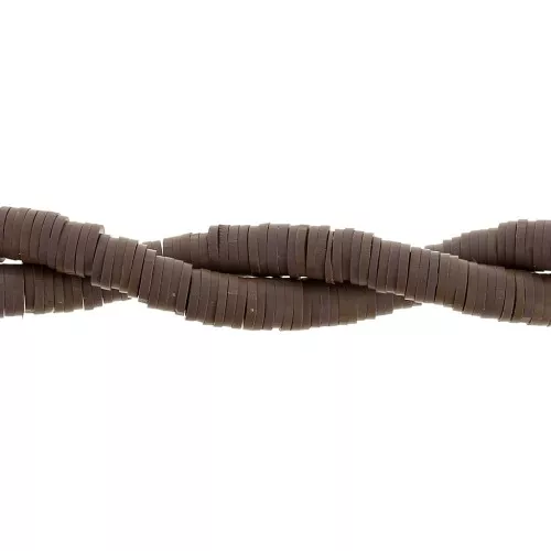 Cuentas arandalas Heishi 6x1 mm - Marrón oscuro x45cm