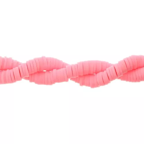 Cuentas arandalas Heishi 6x1 mm - Rosa brillante x45cm