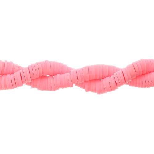 Cuentas de arcilla polimérica Heishi 6x1 mm - Rosa brillante x45cm