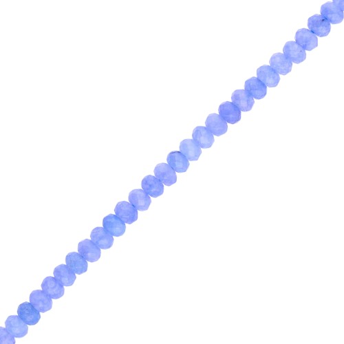 Gema de color redonda facetada aplanada de 6x4 mm - Cuarzo azul x37cm