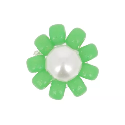 Perlas de vidrio - Margarita - 10 mm - Verde - Blanco nacarado x1