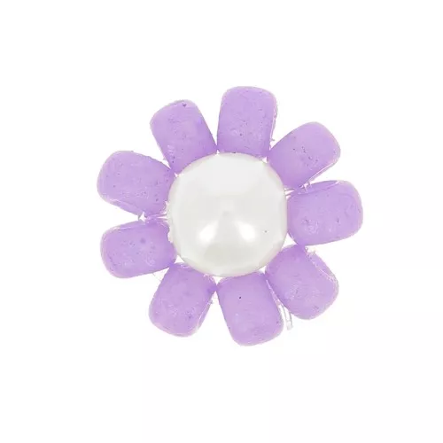 Abalorios flor - margarita - 10 mm - Violeta - Blanco nacarado x1