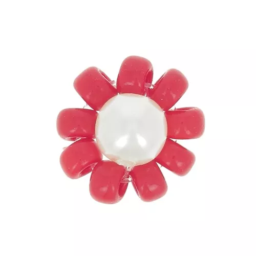 Perlas de vidrio - Margarita - 10 mm - Rojo - Blanco nacarado x1