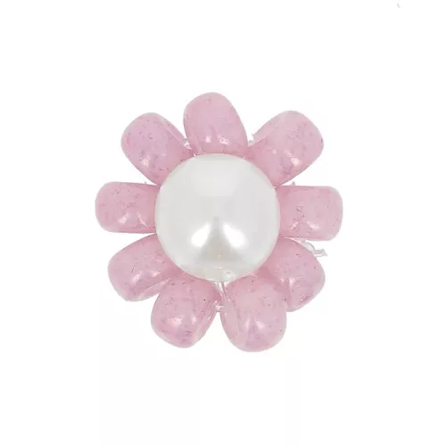 Abalorios flor - margarita - 10 mm - Rosa viejo - Blanco nacarado x1