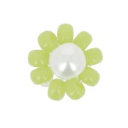 Perlas de vidrio - Margarita - 10 mm - Verde claro - Blanco nacarado x1