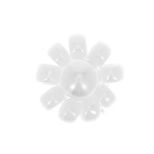 Abalorios flor - margarita - 10 mm - Blanco - Blanco nacarado x1