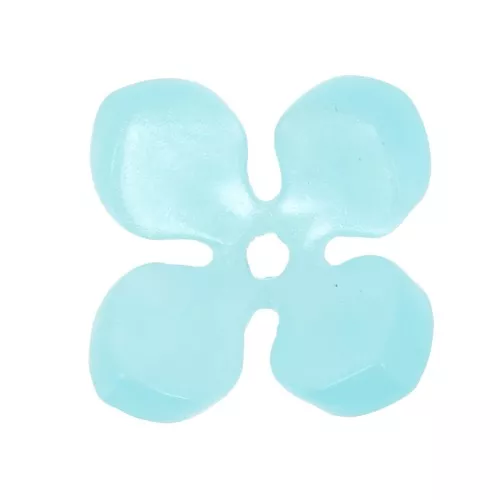Cuentas de acetato en forma de flor 13,5 mm - Perla azul claro x4
