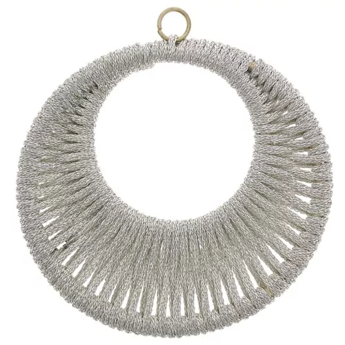 Colgante redondo con hilo tejido 43 mm - Gris brillante x1