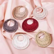 Colgante redondo con hilo tejido 43 mm - Gris brillante x1