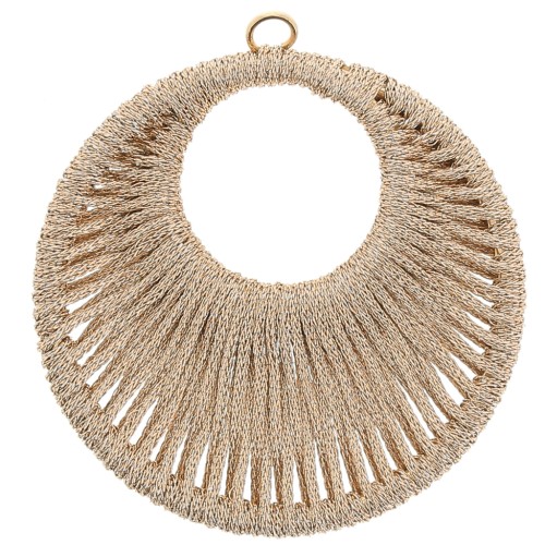 Colgante redondo de hilo tejido 46 mm - Dorado rosa x1