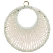 Colgante redondo con hilo tejido 46 mm - Blanco iridiscente x1