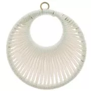 Colgante redondo con hilo tejido 46 mm - Blanco iridiscente x1