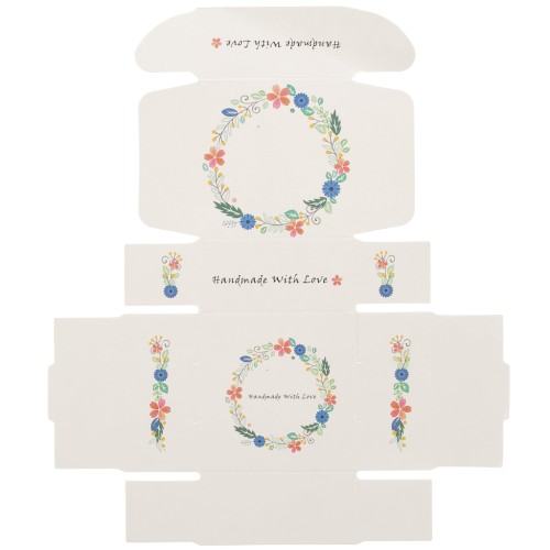 Caja de regalo DIY 6,5x6,5x3 cm - Handmade with Love & flowers - Kraft