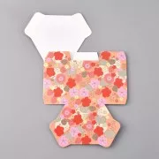 Caja de regalo DIY 8,5x7,5x5,5 cm Motivo floral - Naranja - Multicolor