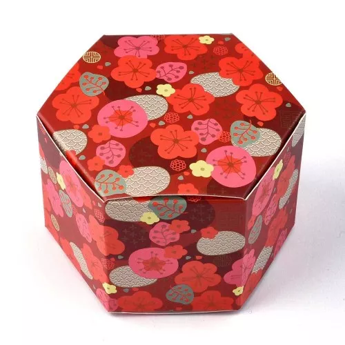 Caja de regalo 8,5x7,5x5,5 cm - Motivo floral - Rojo - Multicolor
