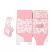 Caja de regalo con cinta 7x7 cm - diseño de flores - rosa claro