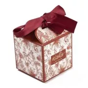 Caja de regalo con cinta 7x7 cm - diseño de flores - Ladrillo