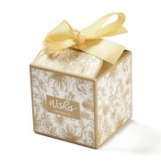 Caja de regalo con cinta 7x7 cm - diseño de flores - Arena|raw }}