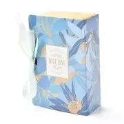 Caja de regalo 13x9x4,5 cm - motivo floral - Azul - Dorado