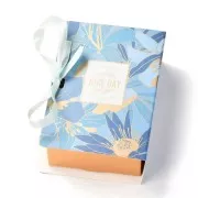 Caja de regalo 13x9x4,5 cm - motivo floral - Azul - Dorado