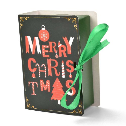 Caja de regalo 13x9x4,5 cm - Motivo navideño - Verde oscuro