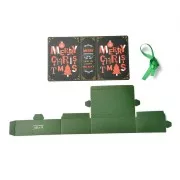 Caja de regalo 13x9x4,5 cm - Motivo navideño - Verde oscuro