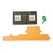 Caja de regalo 13x9x4,5 cm - Motivo navideño - Verde - Dorado