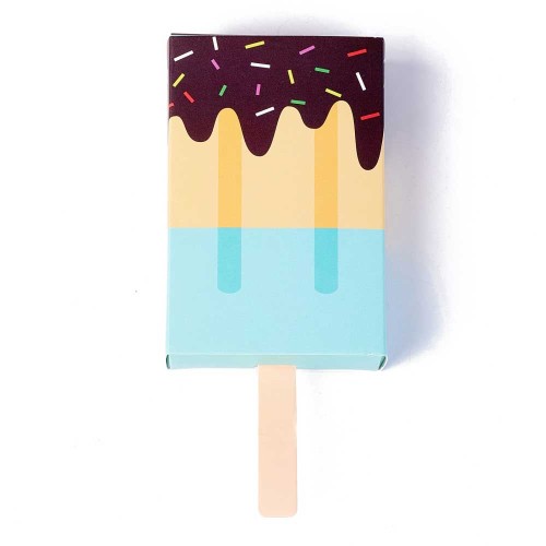 Caja de regalo 10x7x3 cm - Marrón - Amarillo - Azul