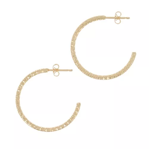 Pendientes de aro en forma de diamante de 28 mm - Chapado en dorado x2