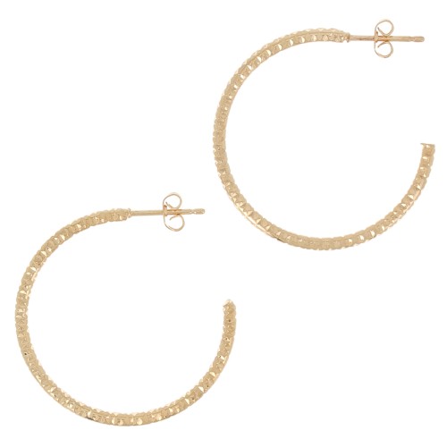 Pendientes de aro en forma de diamante de 32 mm - Chapado en dorado x2