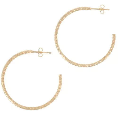 Pendientes de aro de diamante calado 36 mm - Chapado en dorado x2