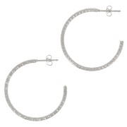 Pendientes de aro de 32 mm con corte de diamante - Chapado en plata fina x2|raw }}